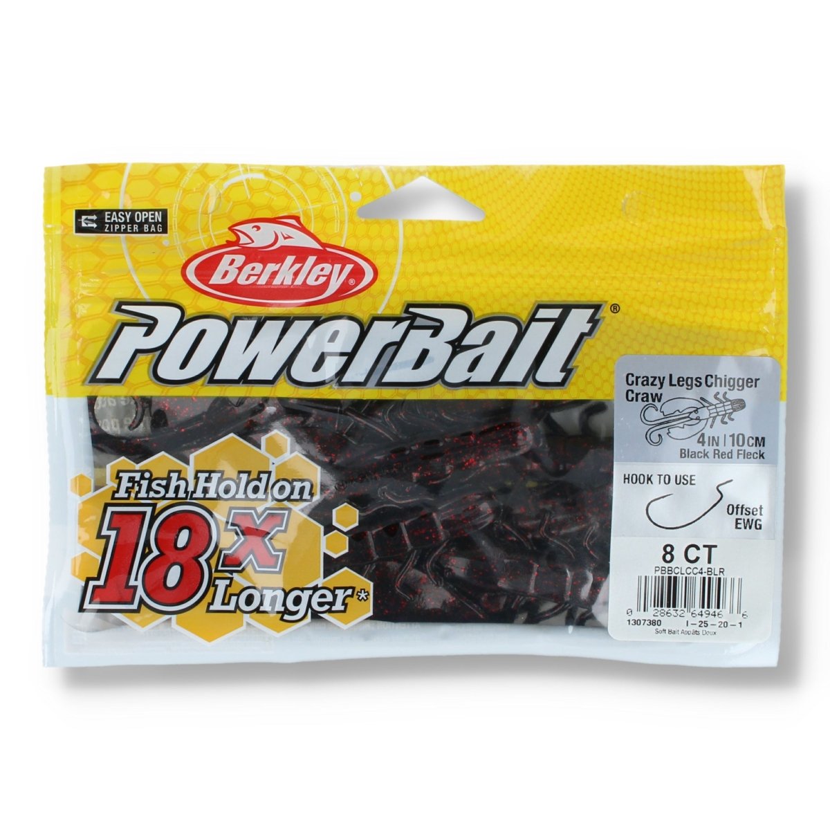 Berkley Crazy Legs Chigger Craw 4" Black Red Fleck - Kunstköder