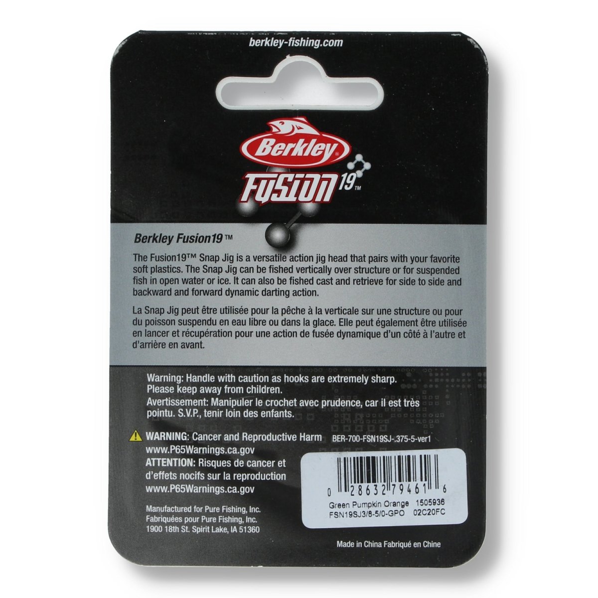 Berkley Fusion 19 Snap Jig 5/0 10.5g Green Pumpkin Orange - Haken & Zubehör