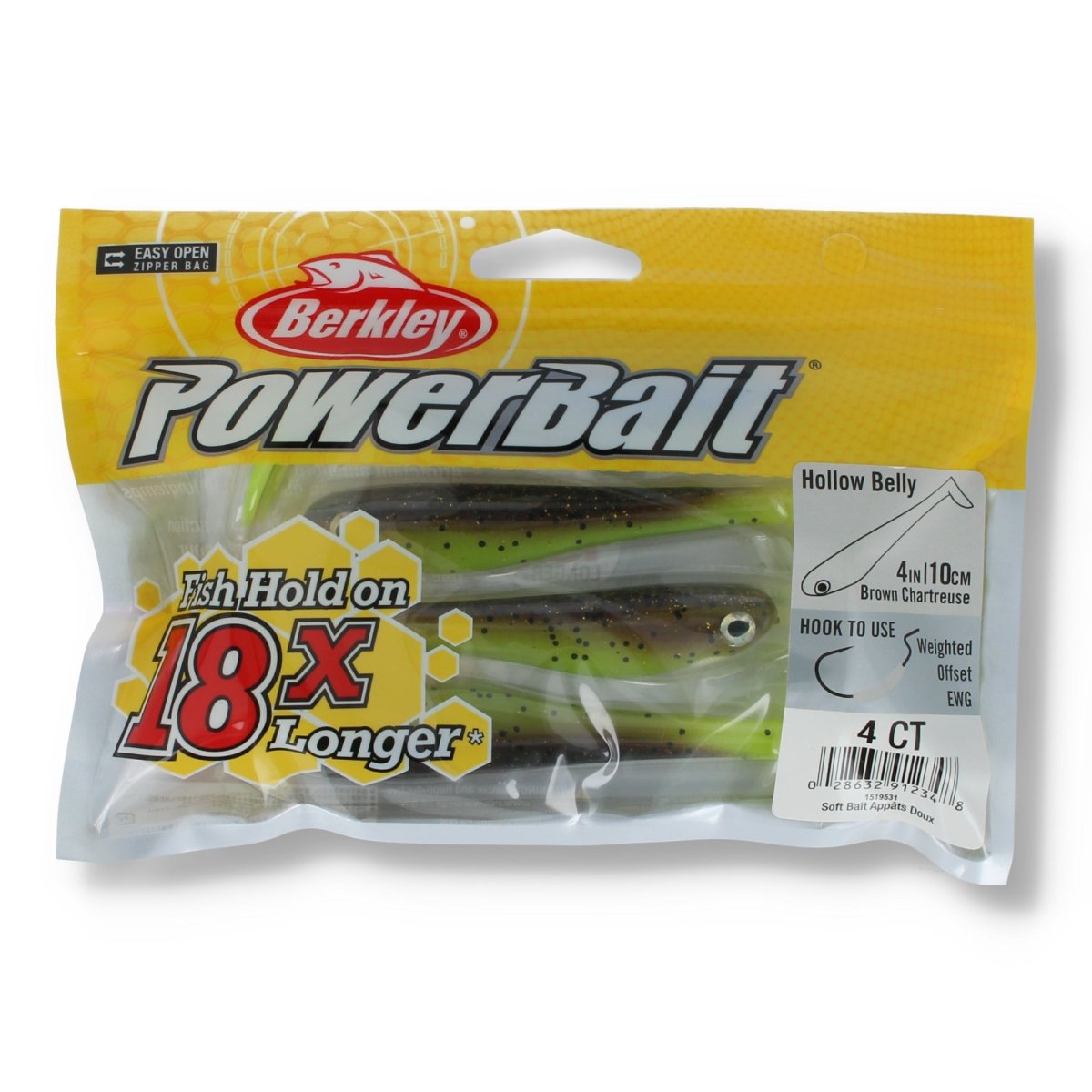 Berkley Hollow Belly 4" Brown Chartreuse - Kunstköder