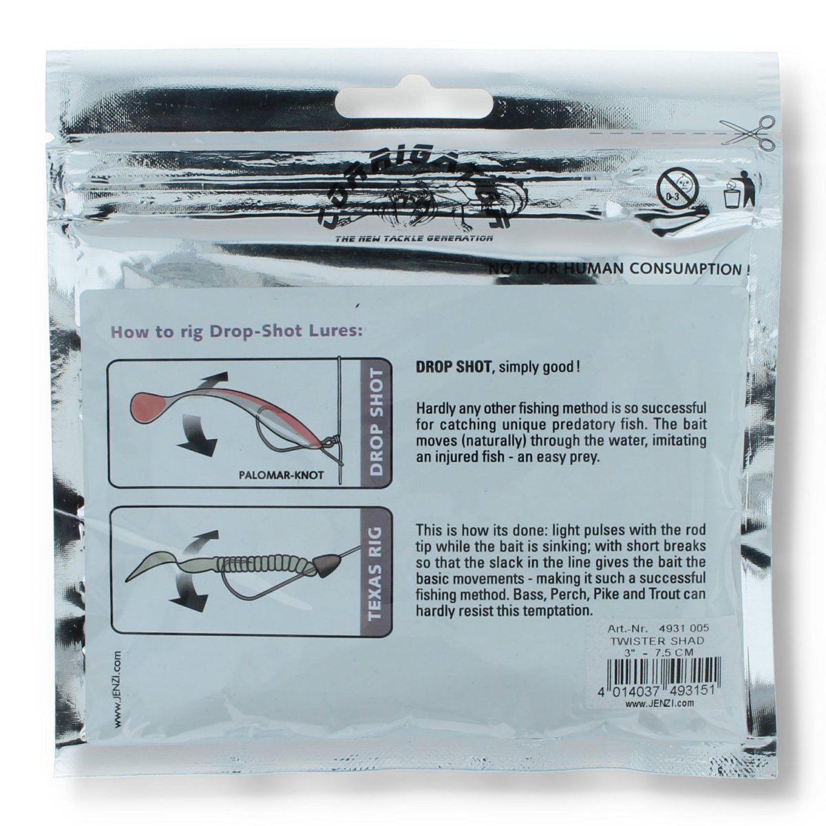 Jenzi Drop Shot XPL Twister Shad 3" Yellow - Kunstköder