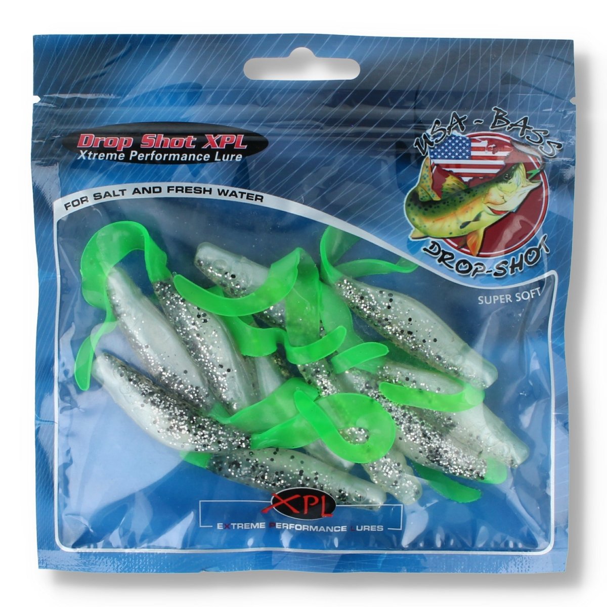 Jenzi Drop Shot XPL Twister Shad 3" Silver Green - Kunstköder