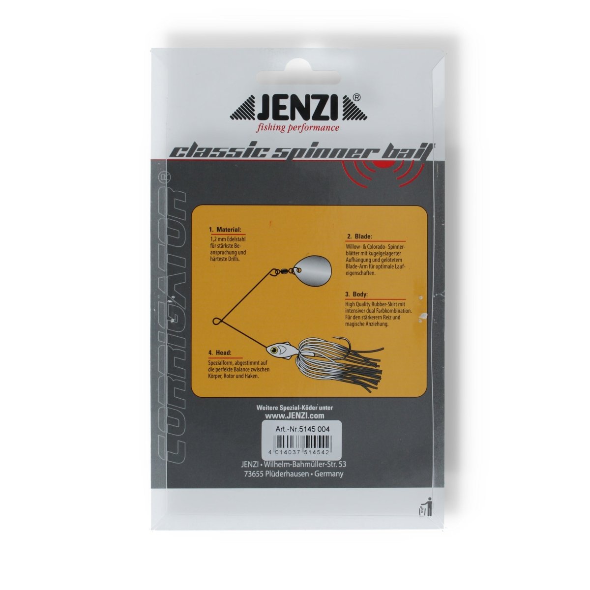 Jenzi Classic Spinner Bait 8,5g Blau / Weiß - Kunstköder