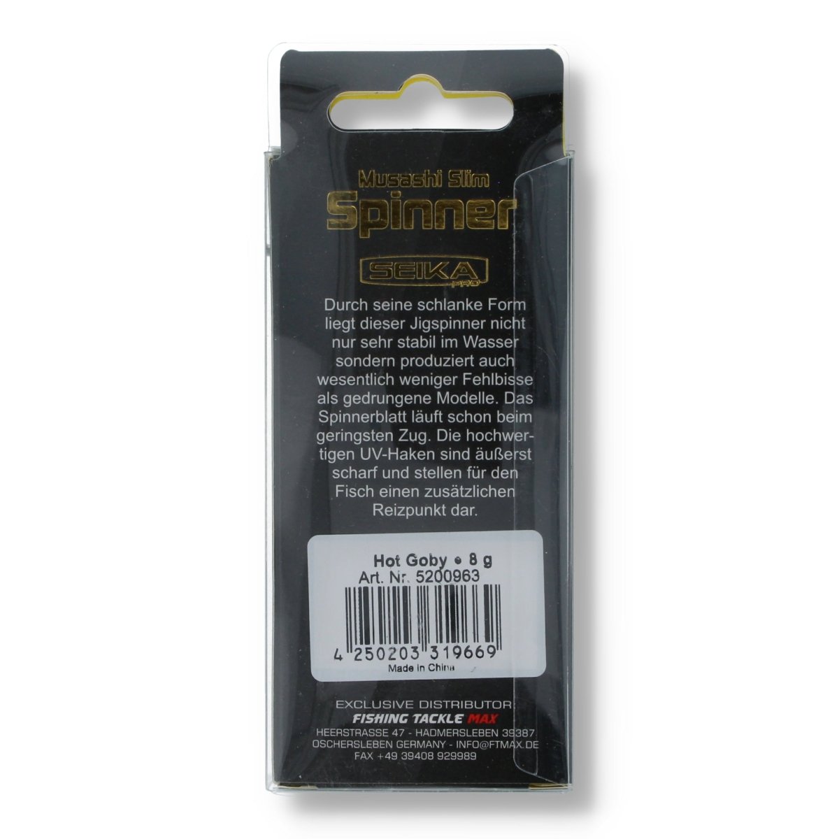 Seika Pro Musashi Slim Spinner 8g Hot Goby (8g) - Kunstköder