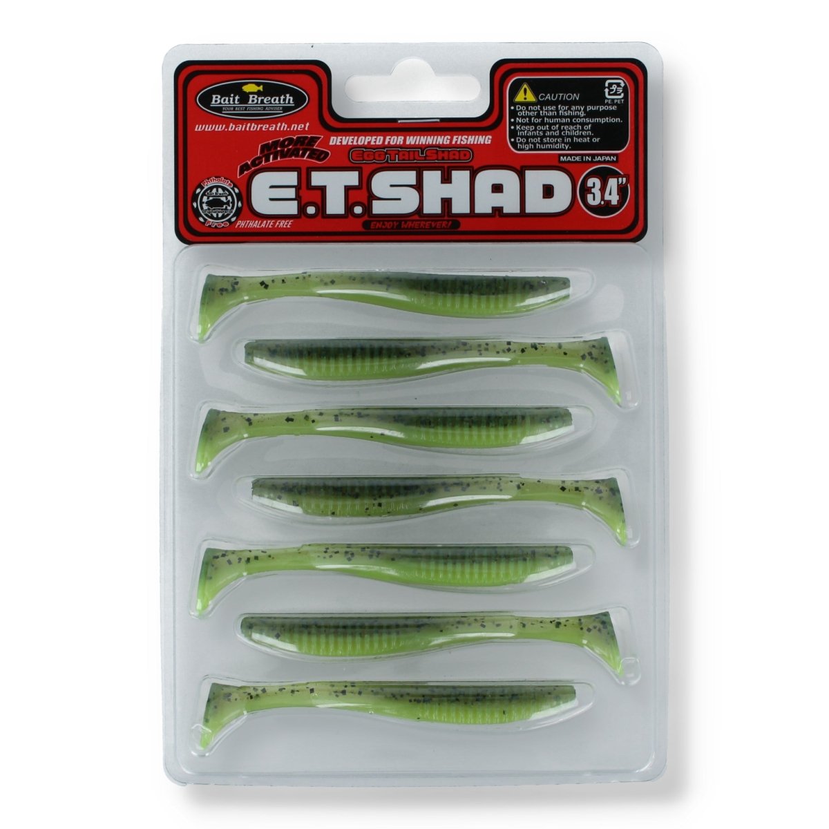 Bait Breath E.T.Shad 3,4" AF001 GP/Chart UV - Kunstköder
