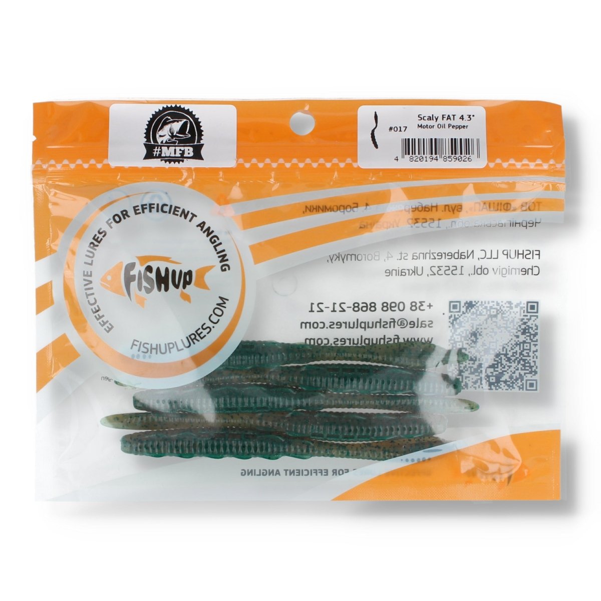 Fish Up Scaly Fat 4,3" Motor Oil Pepper - Kunstköder