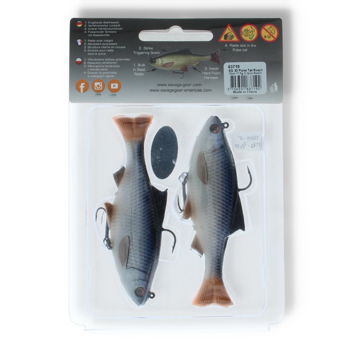 Savage Gear 3D Pulse Tail Roach 4" Roach - Kunstköder