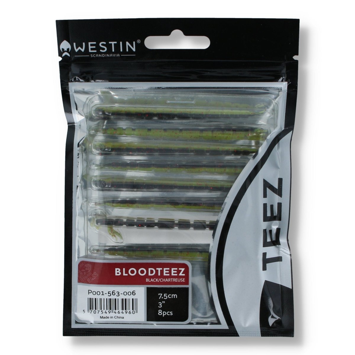 Westin Bloodteez 3" Black / Chatreuse - Kunstköder