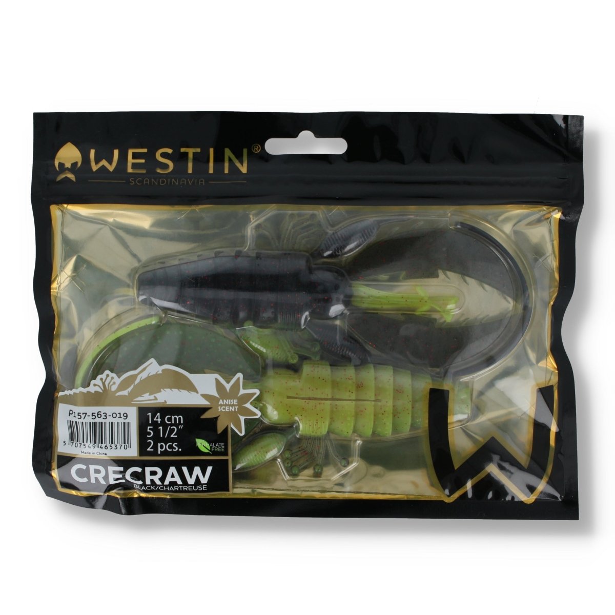 Westin Crecraw 5,5" Black / Chatreuse - Kunstköder