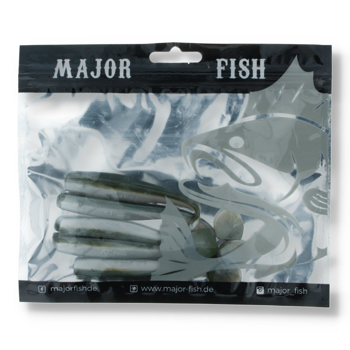 Major Fish K.P Baits Slim Shad Gummifisch 4" Green White Two Tone - Kunstköder
