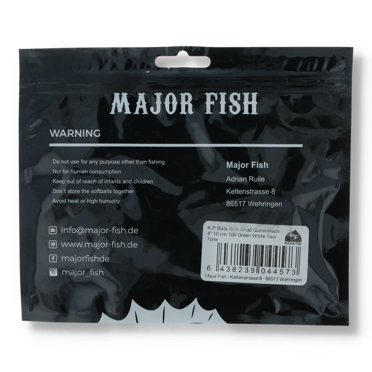 Major Fish K.P Baits Slim Shad Gummifisch 4" Green White Two Tone - Kunstköder