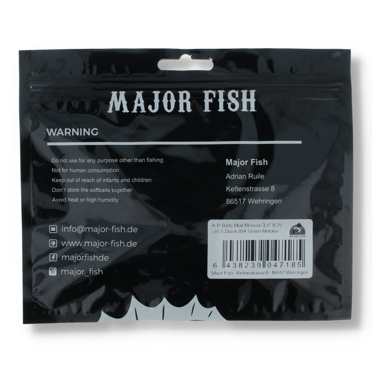 Major Fish K.P Baits Mud Minnow 3,5" Green Motoroil - Kunstköder