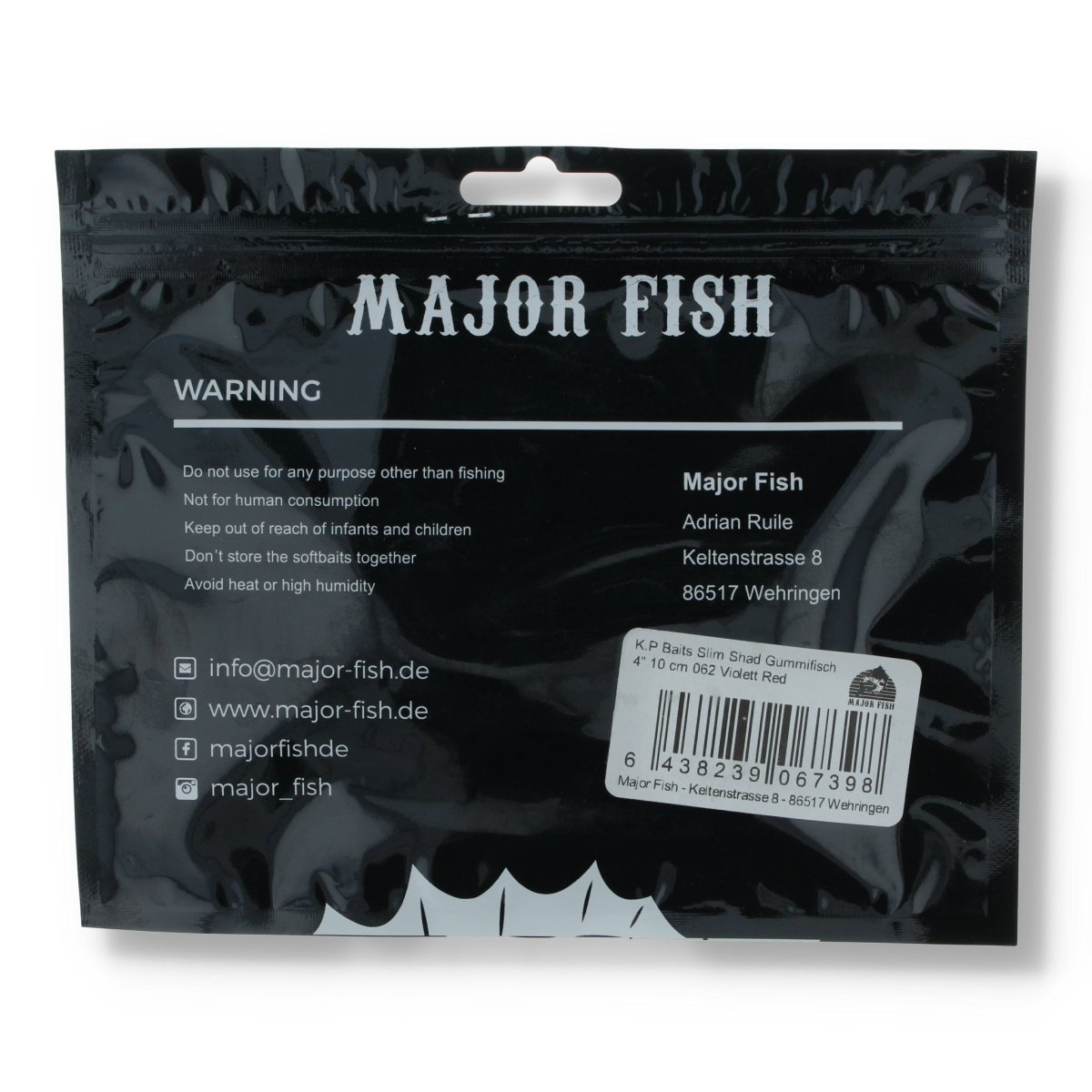 Major Fish K.P Baits Slim Shad Gummifisch 4" Violett Red - Kunstköder