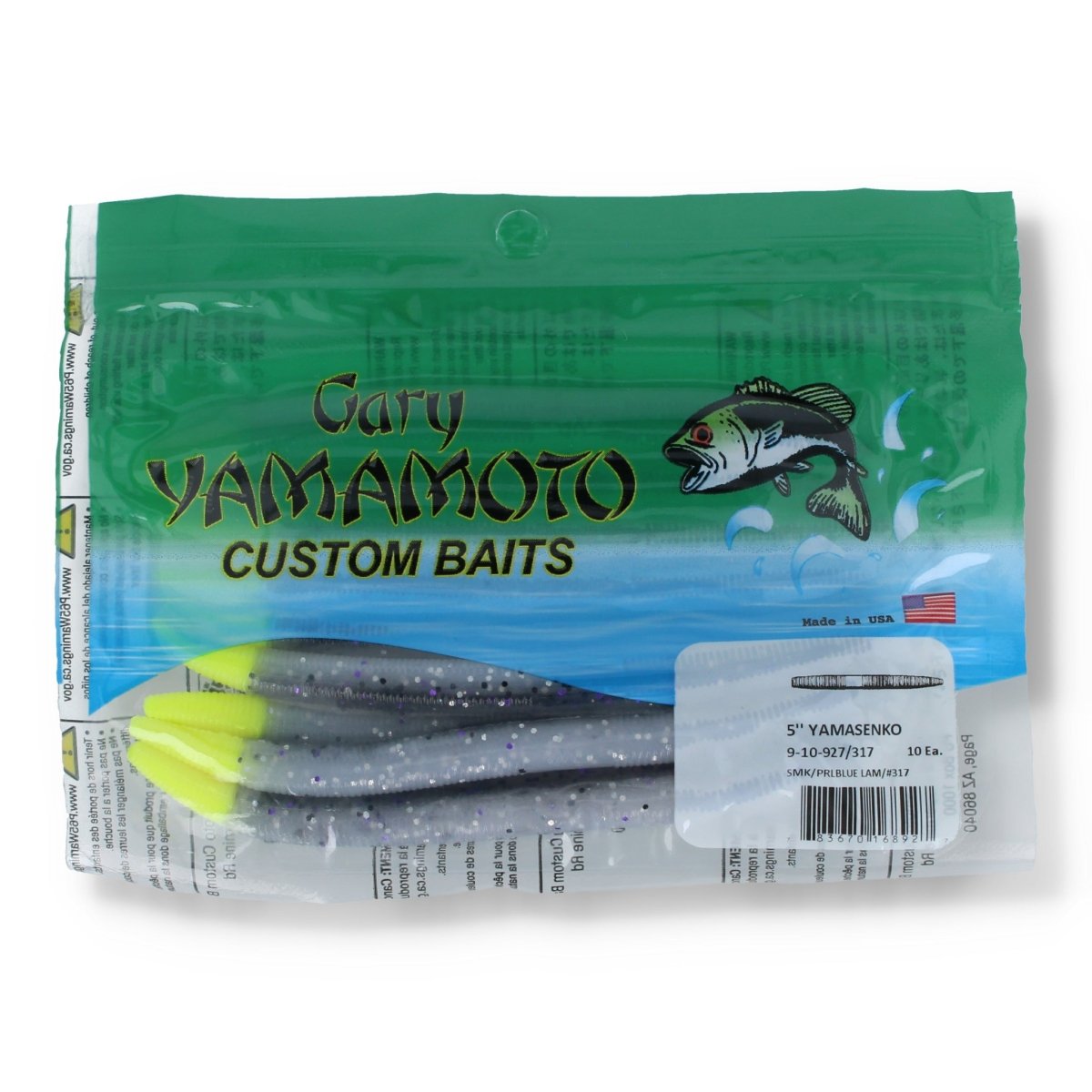Gary Yamamoto Yamasenko 5" SMK/PRLBLUE LAM - Kunstköder