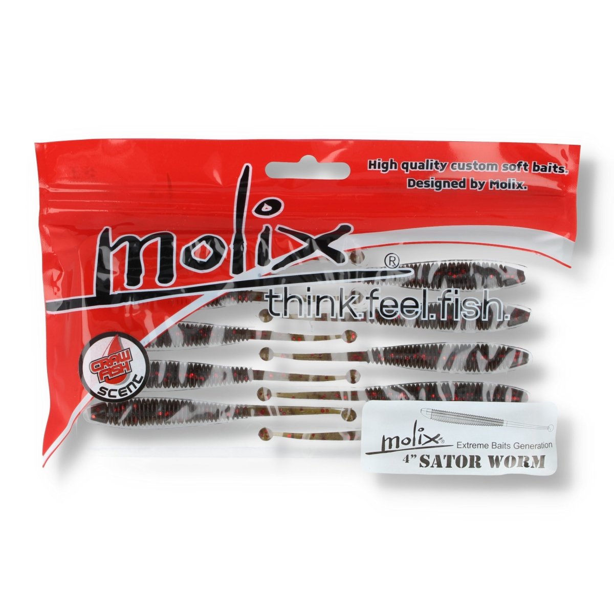 Molix Sator Worm 4" 25 Green Pumpkin / Red Flake - Kunstköder