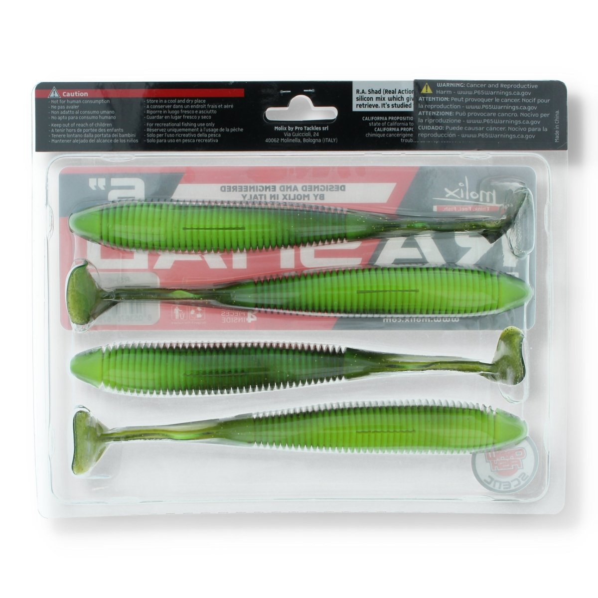 Molix Real Action RA Shad 6" 67 Watermelon Gold Chart - Kunstköder