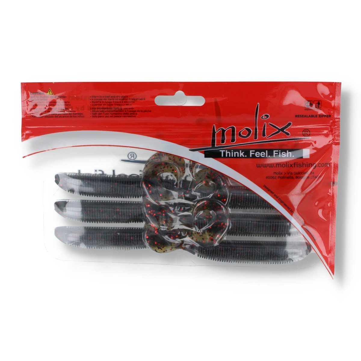 Molix RA Grub 6" 02 Watermelon Red/Black Flake - Kunstköder