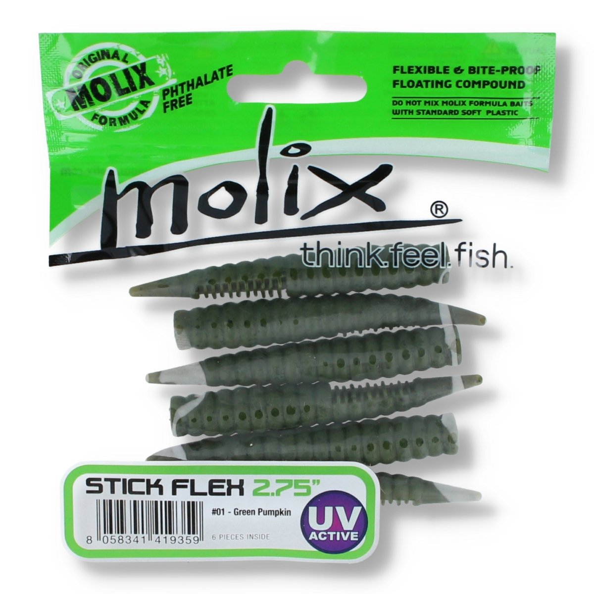 Molix Stick Flex 2,75'' 01 Green Pumpkin - Kunstköder