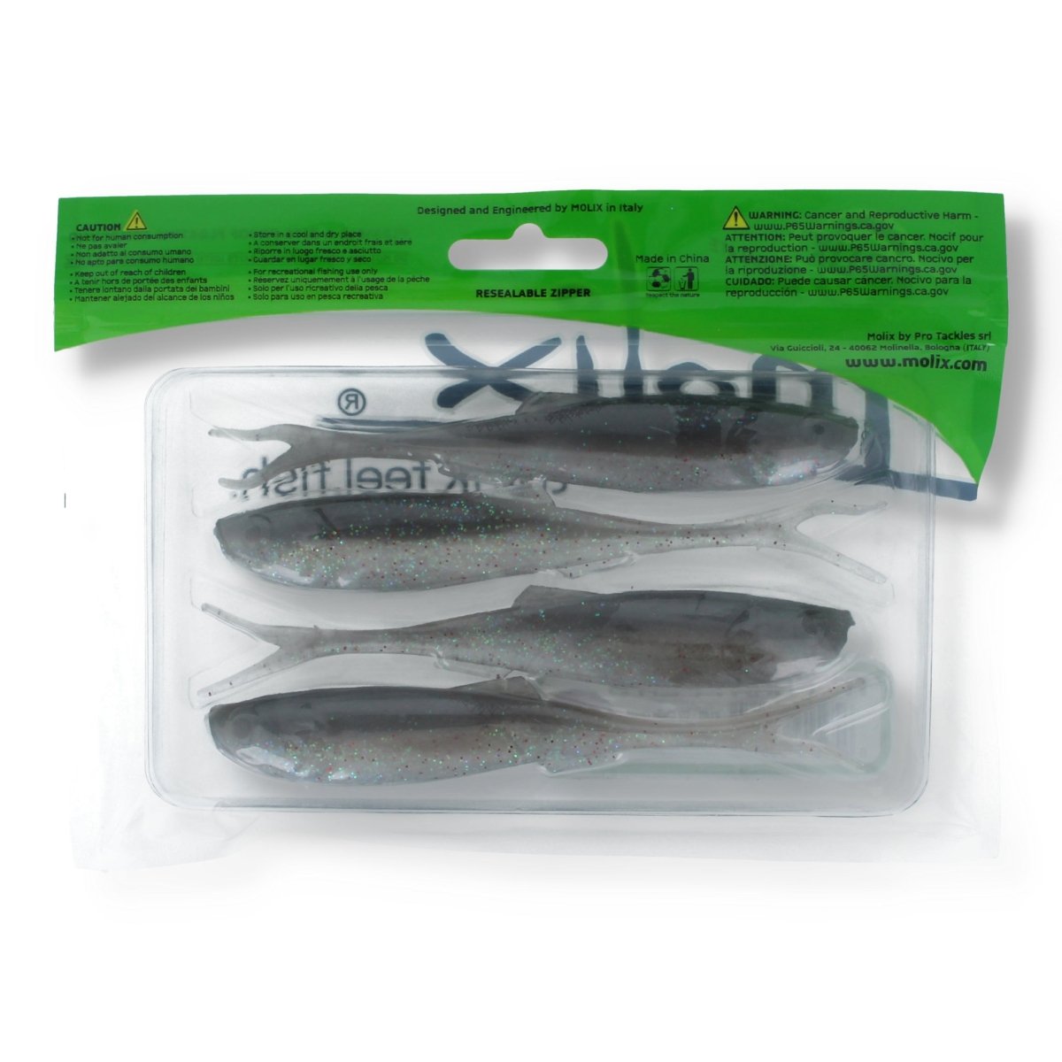 Molix RT Fork Flex 5" 148 UV Clear Chart Multicolour Flake - Kunstköder