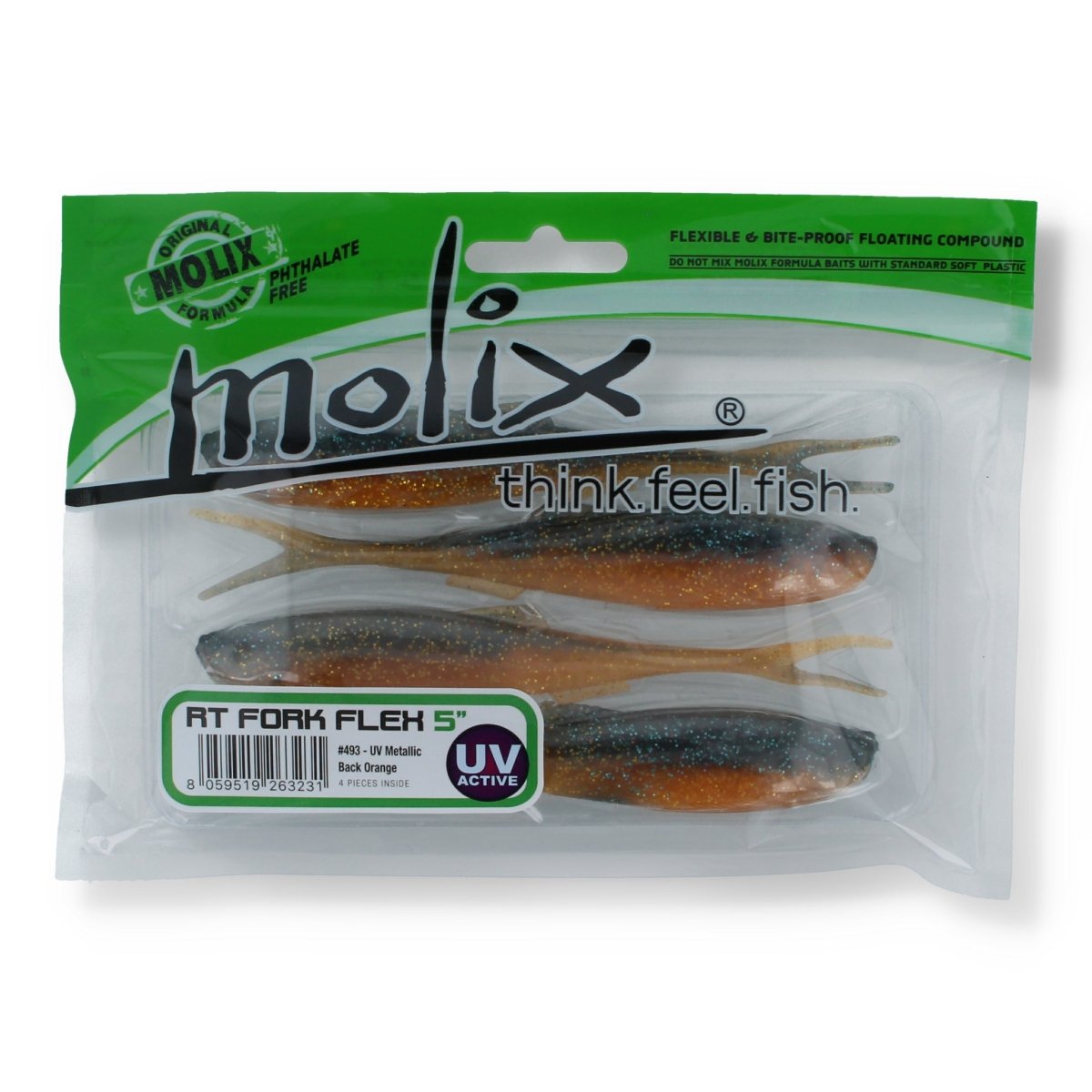 Molix RT Fork Flex 5" 493 UV Metallic Back Orange - Kunstköder