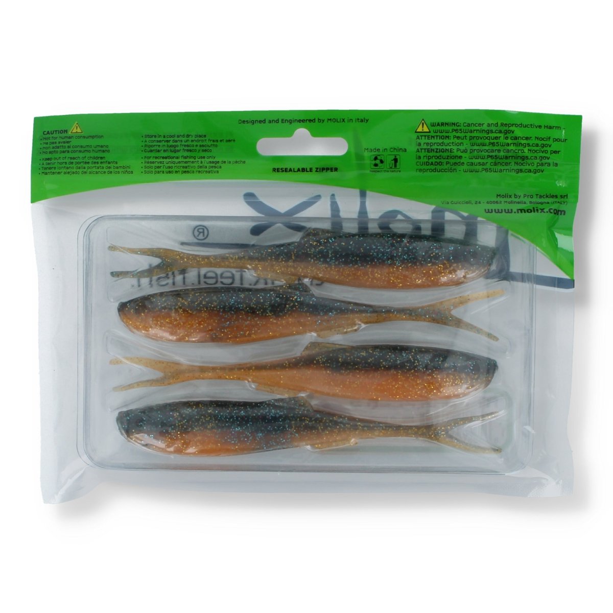 Molix RT Fork Flex 5" 493 UV Metallic Back Orange - Kunstköder