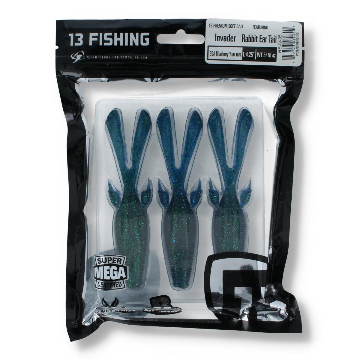 13 Fishing Invader Rabbit Ear Tail 4,25" 35 Blueberry Yum Yum - Kunstköder