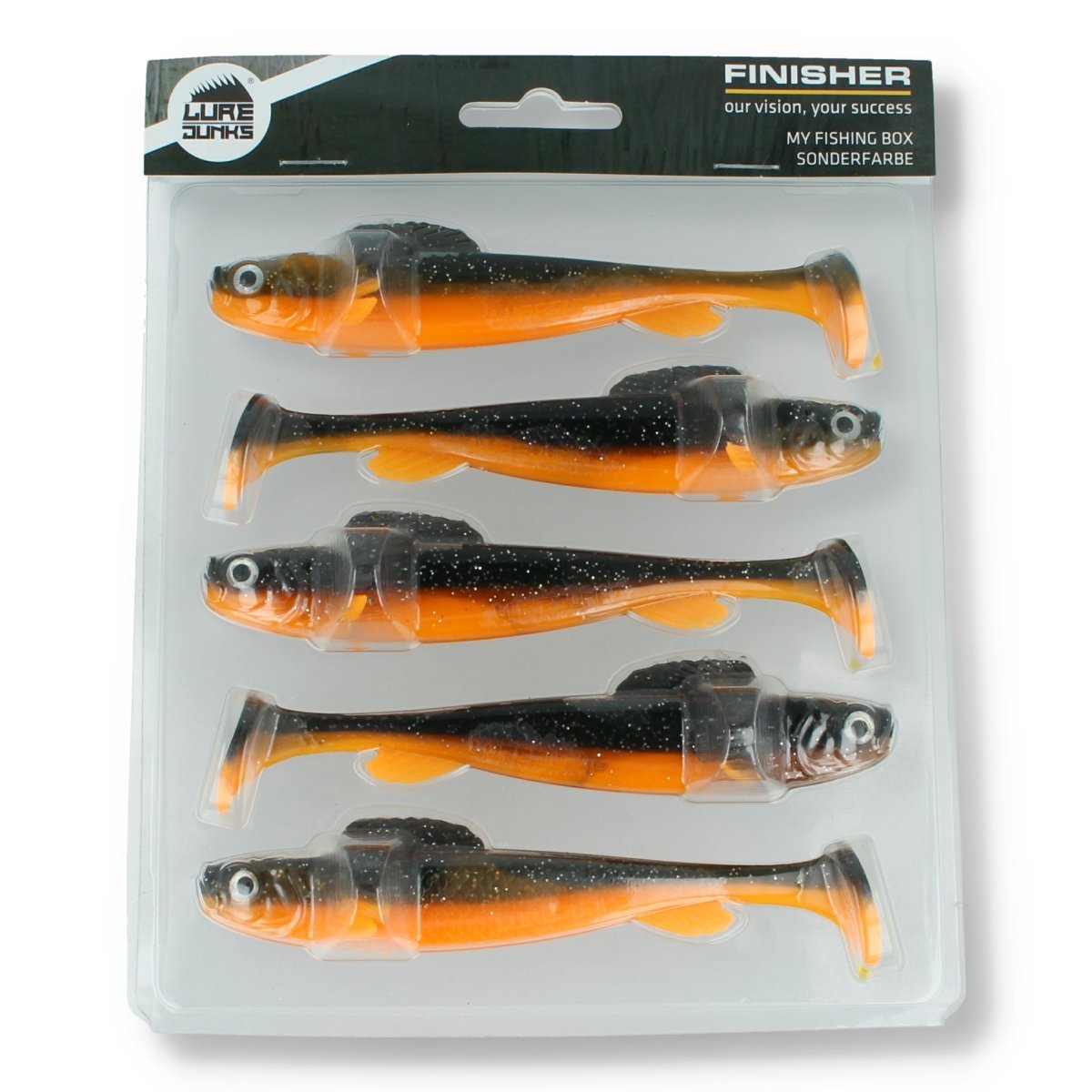 Lurejunks Finisher Mix 12cm Sonderfarbe Schwarz / Orange - Kunstköder