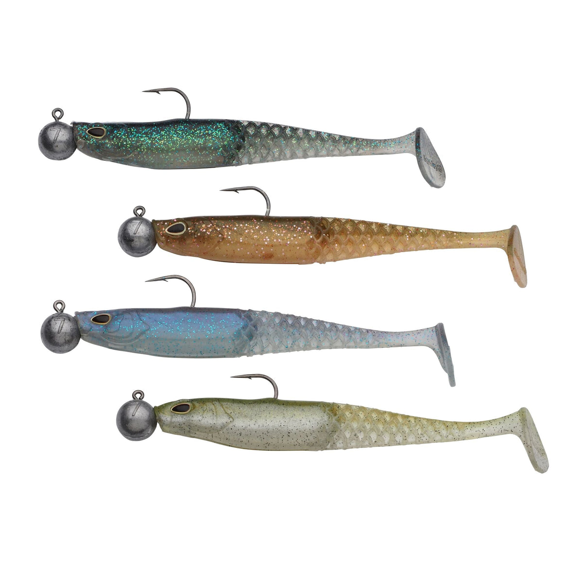 Berkley PowerBait Cullshad Slim RTF 7,5cm / 10cm – 4 Stück montiert 10cm / 7g Clear Water - Gummifisch