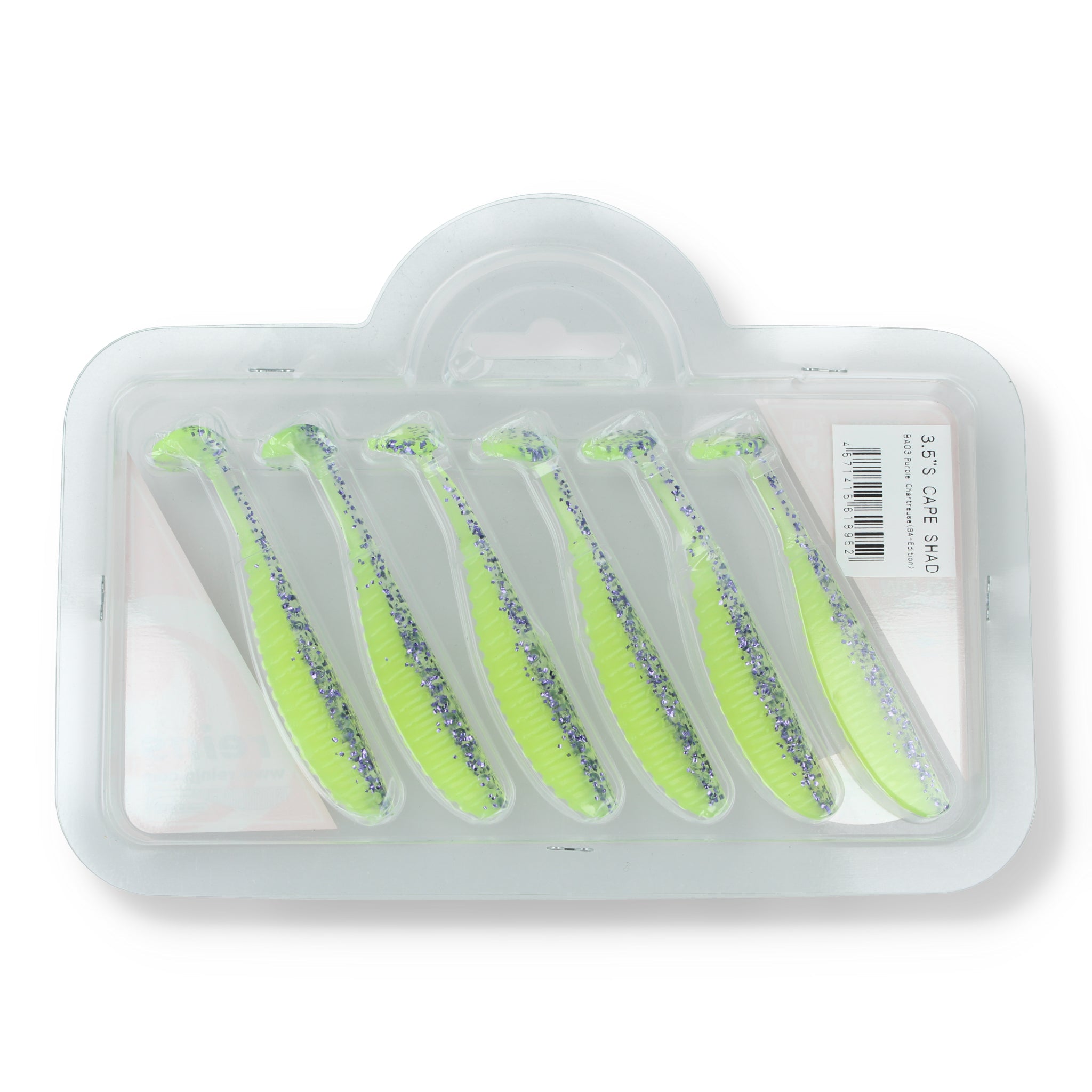 Reins S - Cape Shad 3.5" (8.9cm) B49 Chika Orange/Chartreuse Silver Glitter - Softbait