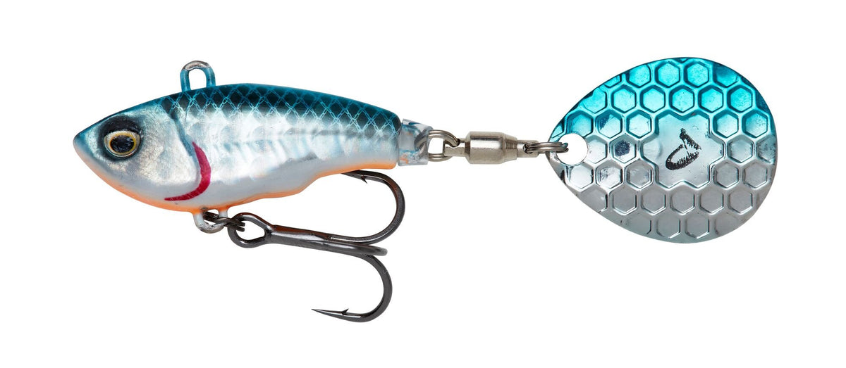 Savage Gear Fat Tail Spin 5,5cm 9g / 6,5cm 16g Sinking 6,5cm / 16g Blue Silver - Spinjig