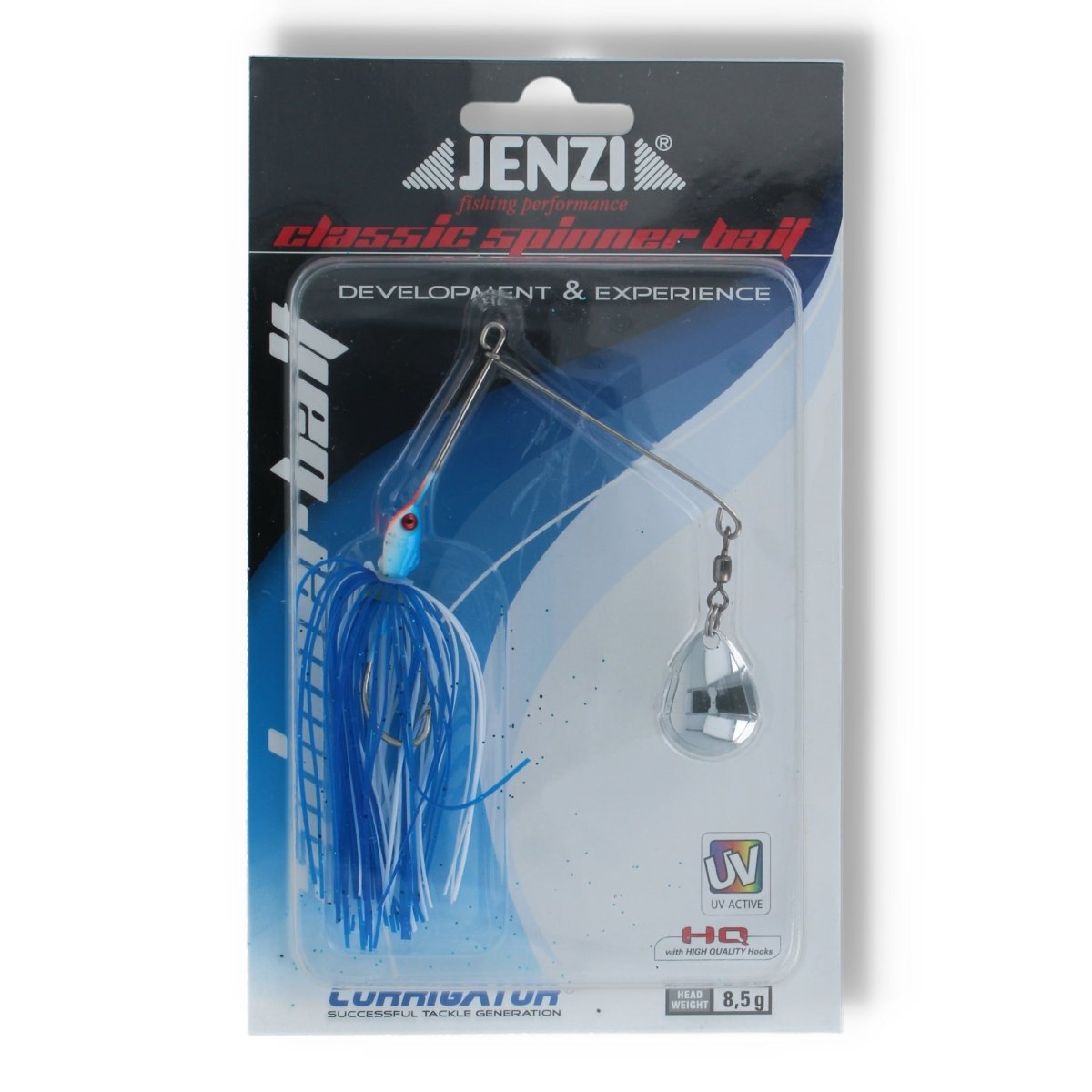 Jenzi Classic Spinner Bait 8,5g Blau / Weiß - Kunstköder