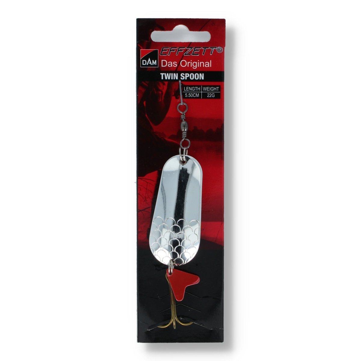 DAM Effzett Blinker Das Original Twin Spoon 2,2" Silber 22g - Kunstköder