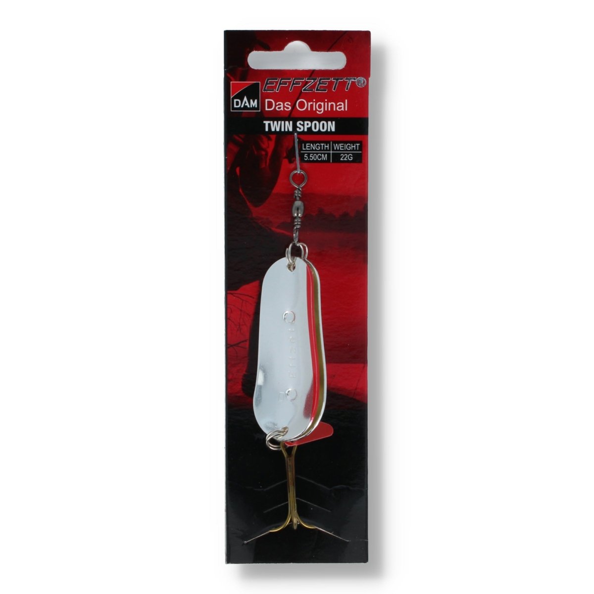DAM Effzett Blinker Das Original Twin Spoon 2,2" Silber 22g - Kunstköder