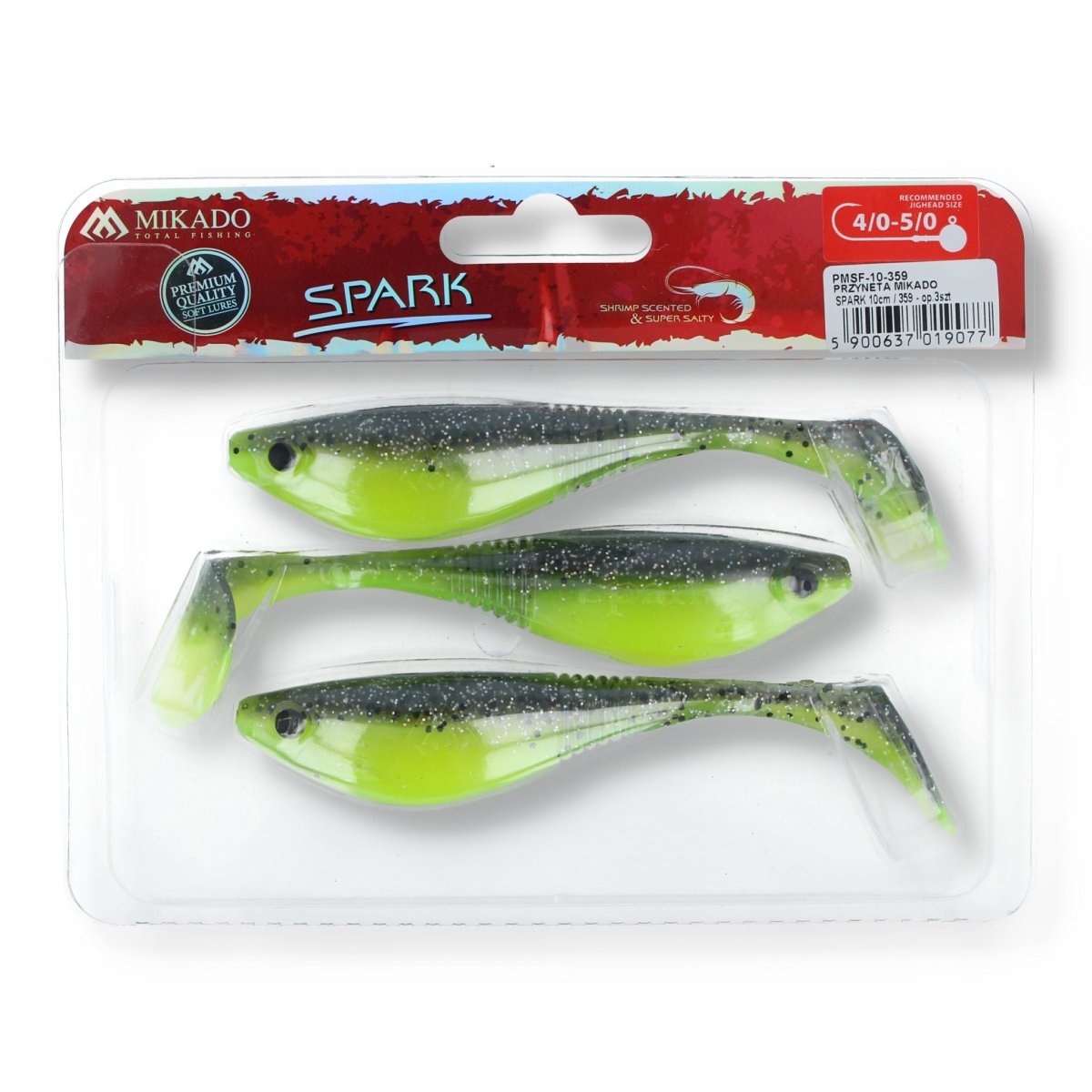Mikado Spark 4" 359 Black Chartreuse - Kunstköder
