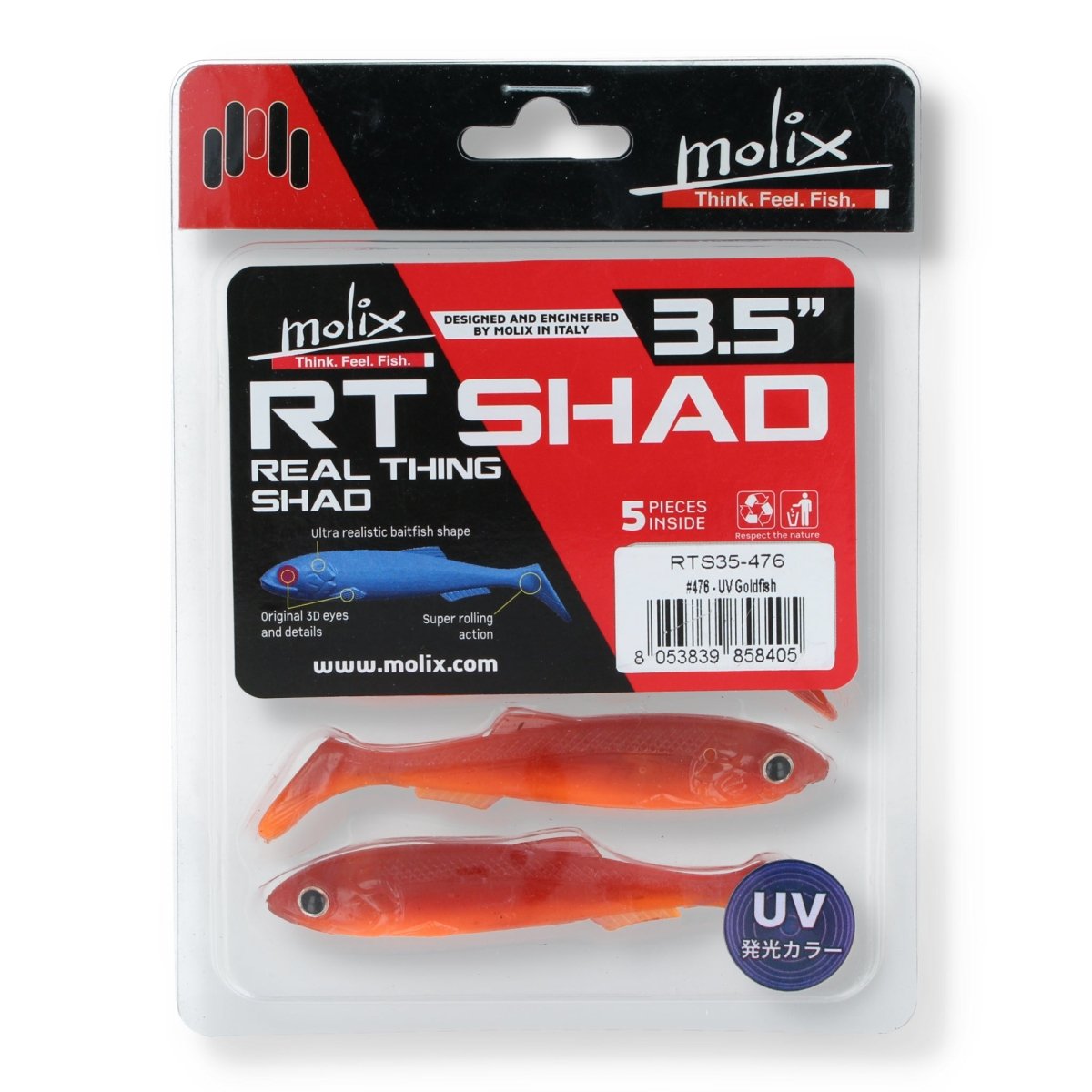 Molix RT Shad 3,5" 476 - UV Goldfish - Kunstköder
