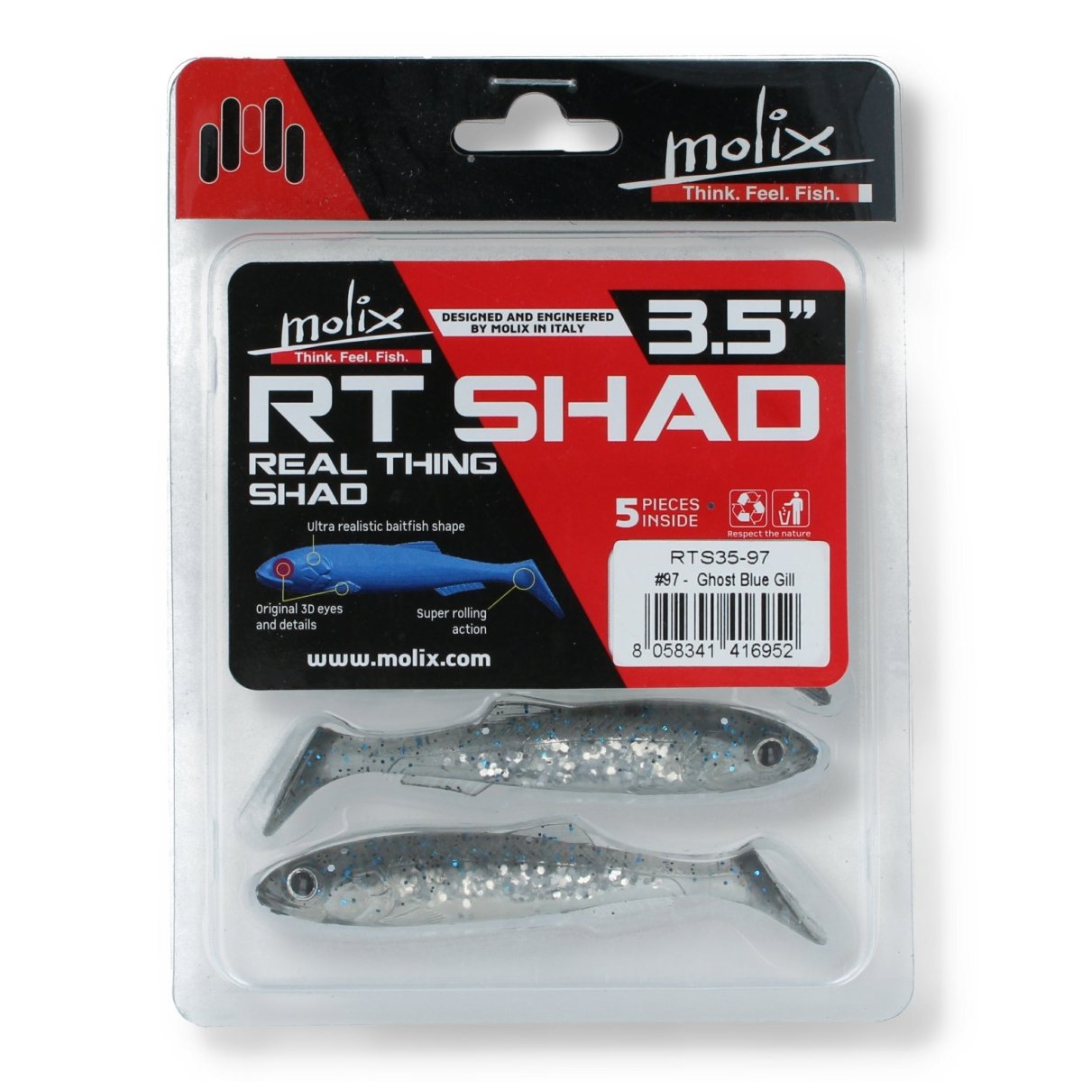 Molix RT Shad 3,5" 97 - Ghost Blue Gill - Kunstköder