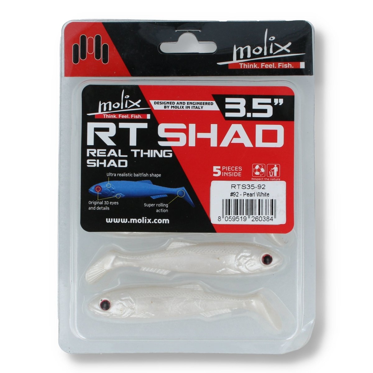 Molix RT Shad 3,5" 92 - Pearl White - Kunstköder