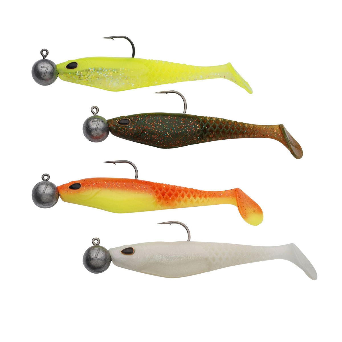 Berkley PowerBait Cullshad RTF 7,5cm / 10cm – 4 Stück montiert 7,5cm / 7g Dark Water - Gummifisch