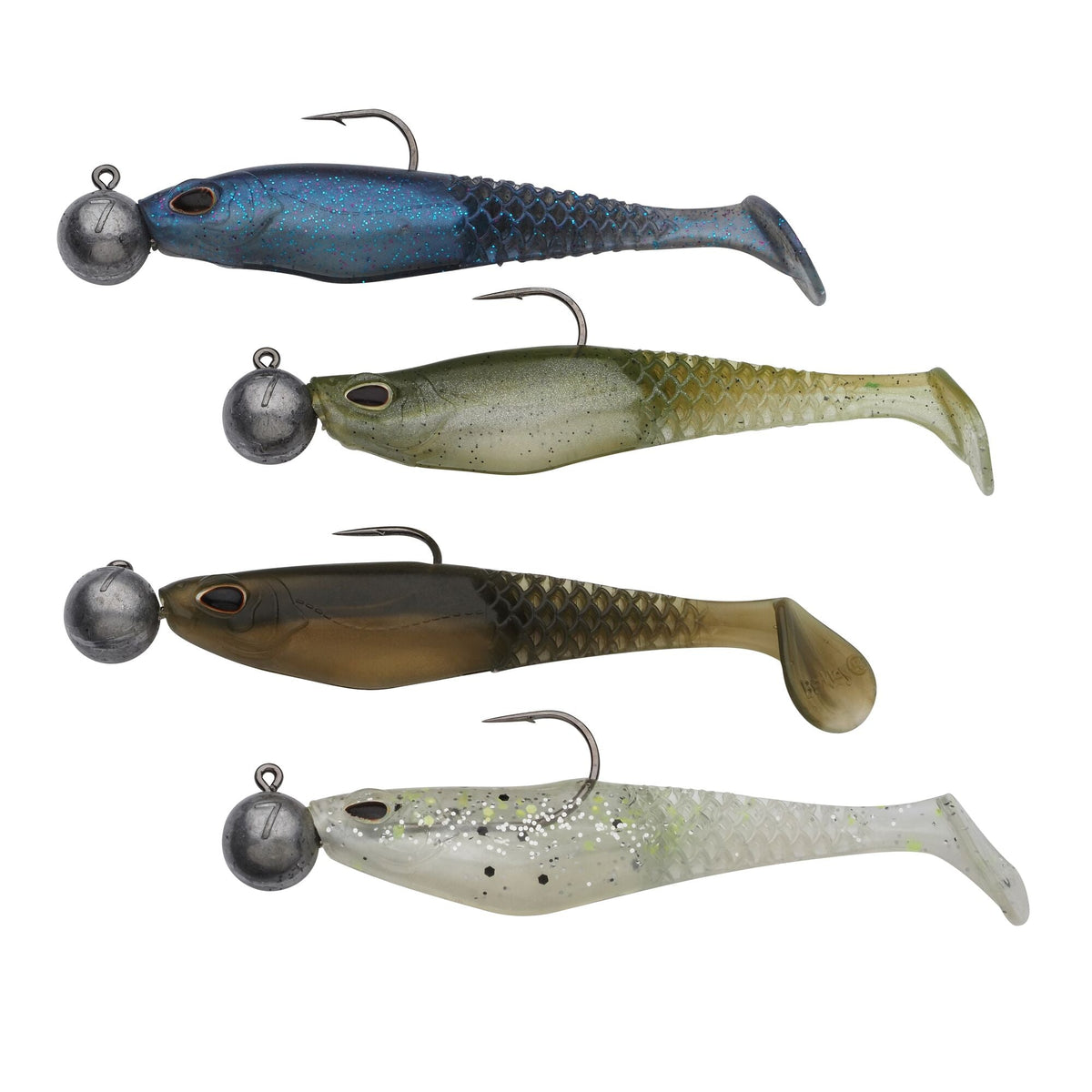 Berkley PowerBait Cullshad RTF 7,5cm / 10cm – 4 Stück montiert 7,5cm / 7g Clear Water - Gummifisch