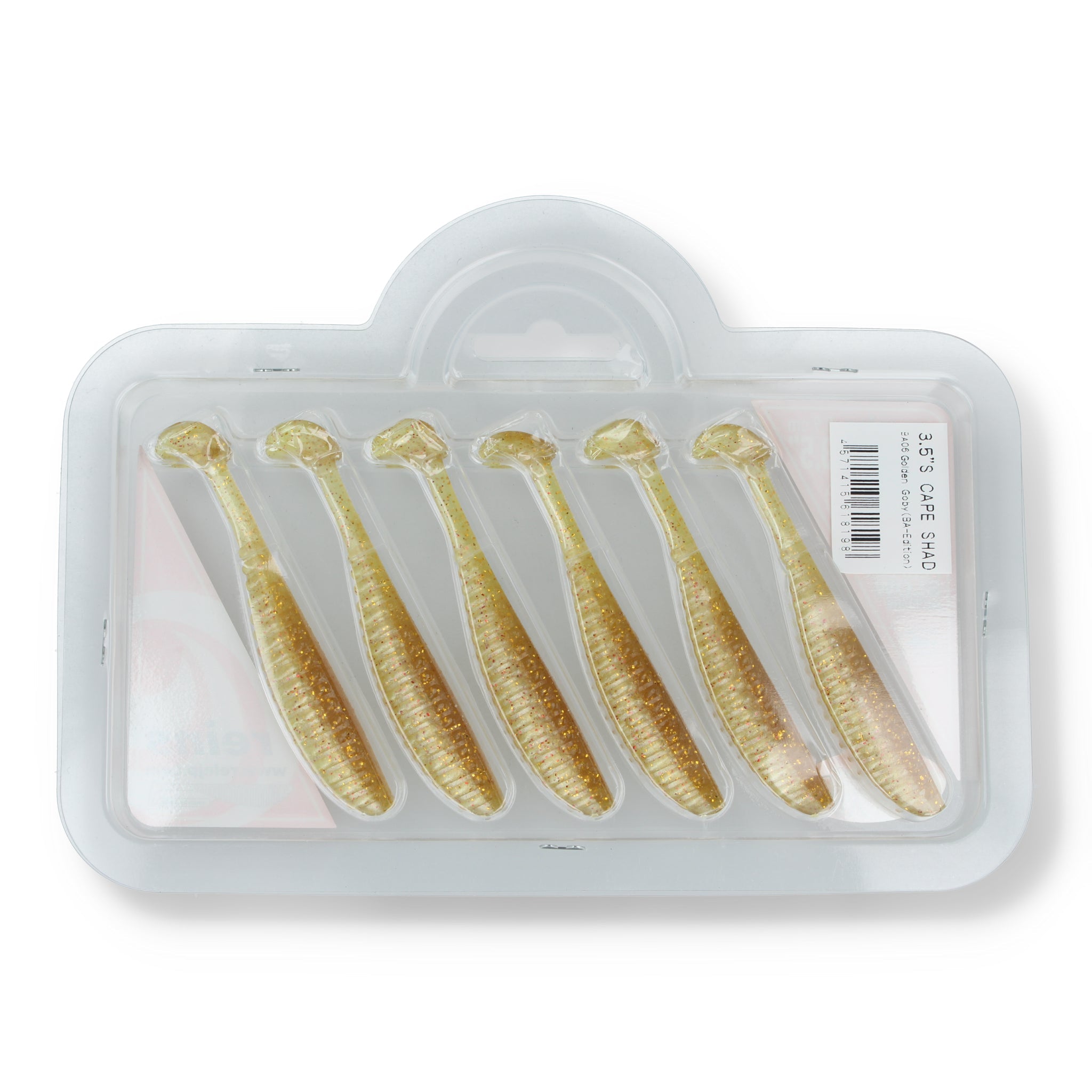 Reins S - Cape Shad 3.5" (8.9cm) B49 Chika Orange/Chartreuse Silver Glitter - Softbait