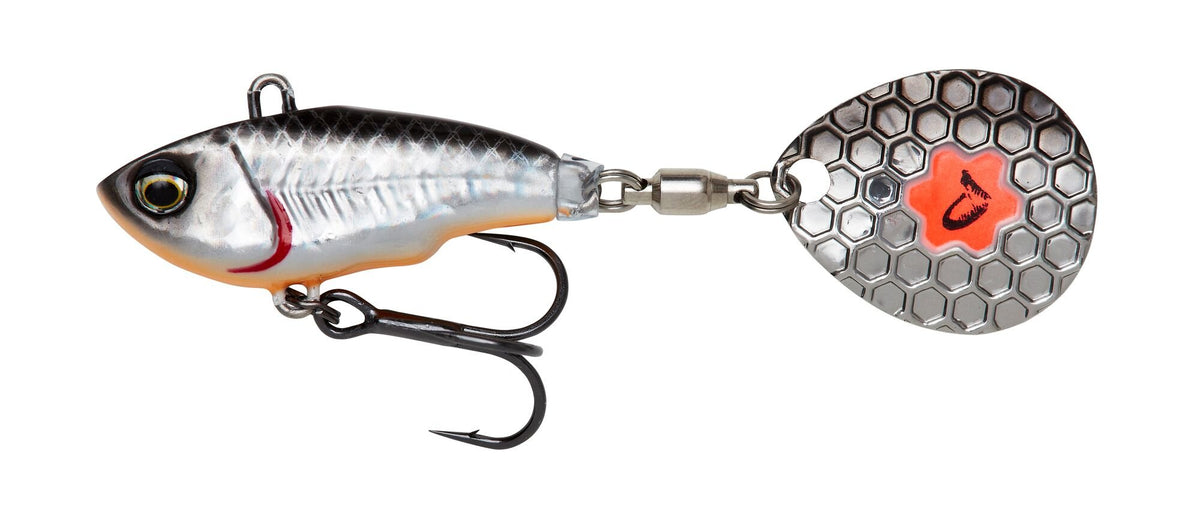 Savage Gear Fat Tail Spin 5,5cm 9g / 6,5cm 16g Sinking 6,5cm / 16g Dirty Silver - Spinjig